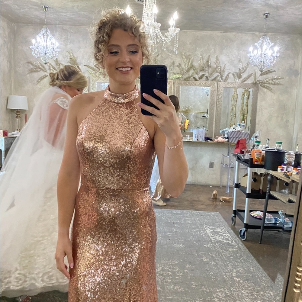 Elegant Sequin Halter Dress